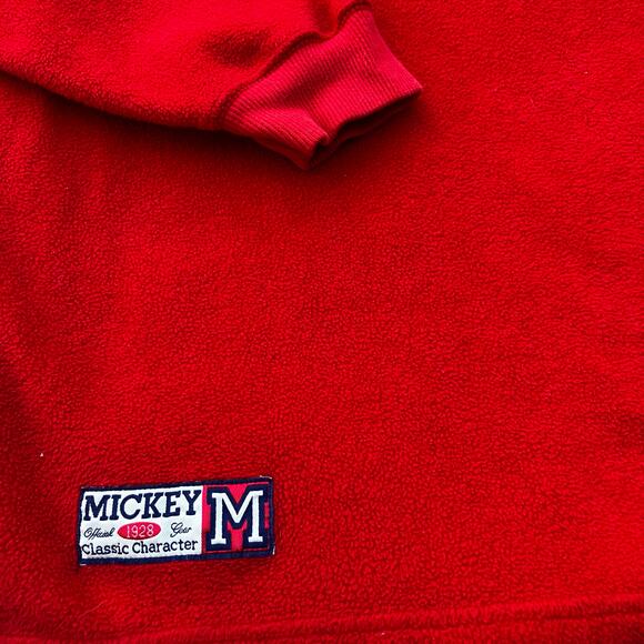 VTG Disney Store 90s Y2k Sweater Sz XL Red Mickey 1/4 Zip Pull Over Long Sleeve - Picture 7 of 12